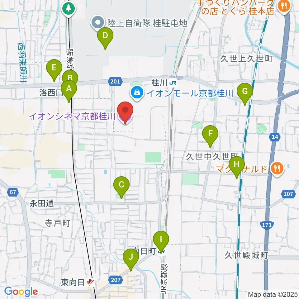 イオンシネマ京都桂川周辺のコンビニエンスストア一覧地図