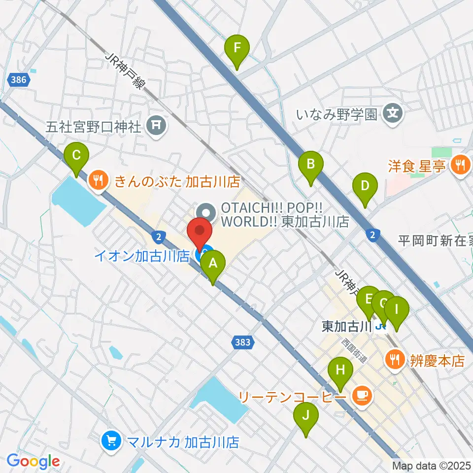 イオンシネマ加古川周辺のコンビニエンスストア一覧地図