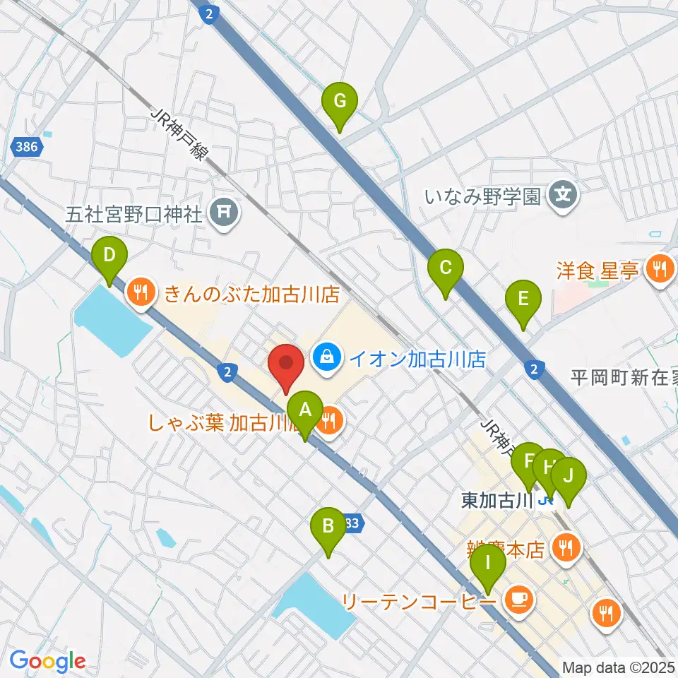 イオンシネマ加古川周辺のコンビニエンスストア一覧地図