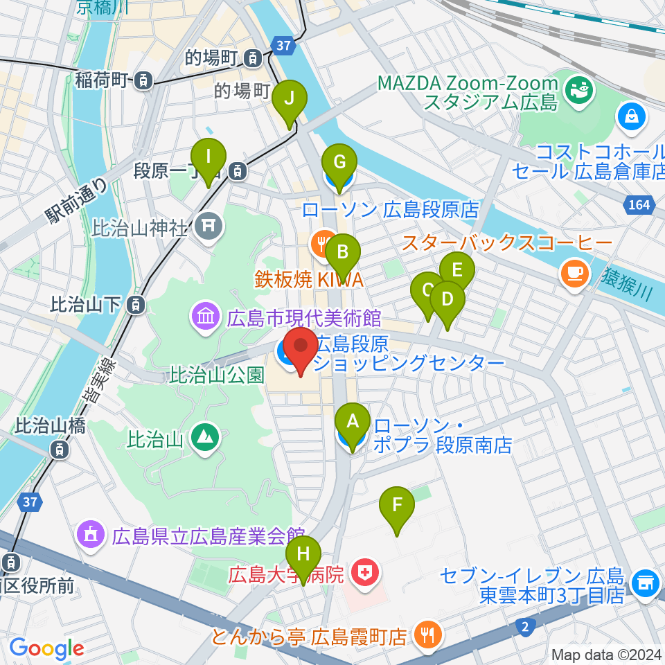 イオンシネマ広島周辺のコンビニエンスストア一覧地図