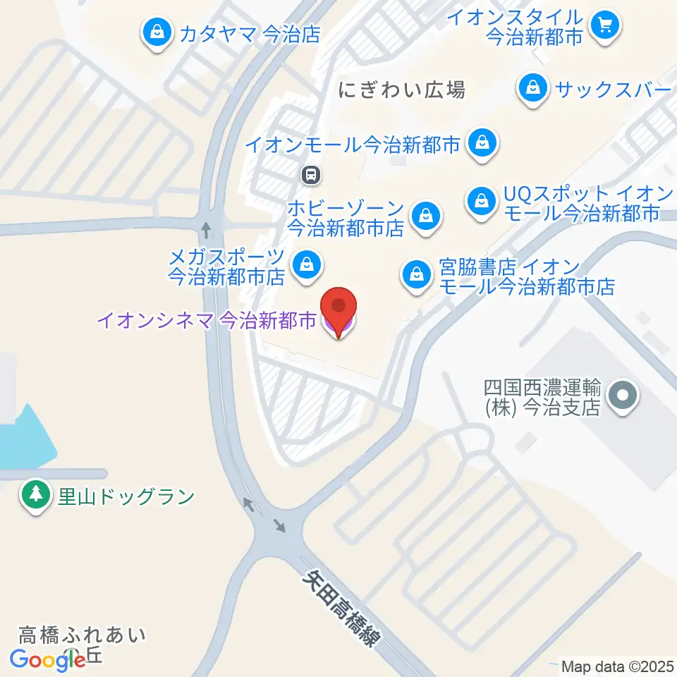 イオンシネマ今治新都市周辺のコンビニエンスストア一覧地図