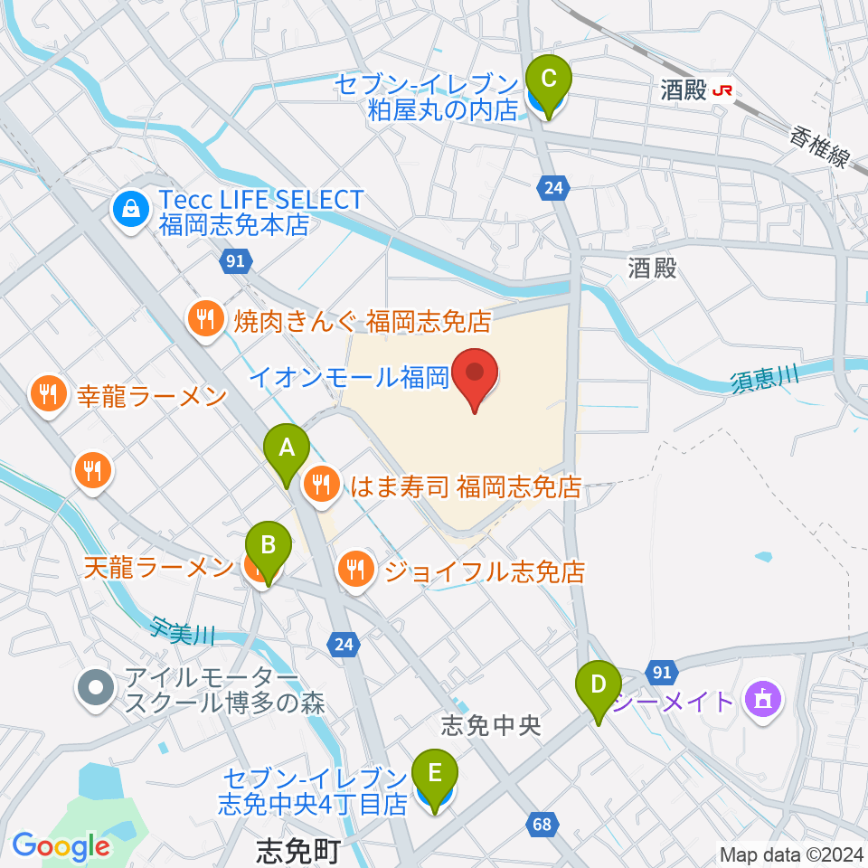 イオンシネマ福岡周辺のコンビニエンスストア一覧地図