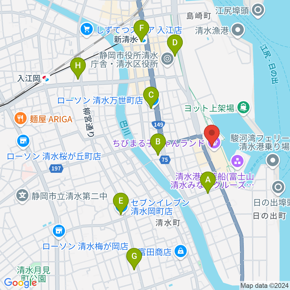 MOVIX清水周辺のコンビニエンスストア一覧地図