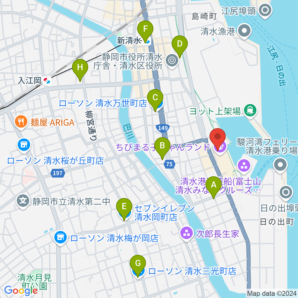 MOVIX清水周辺のコンビニエンスストア一覧地図