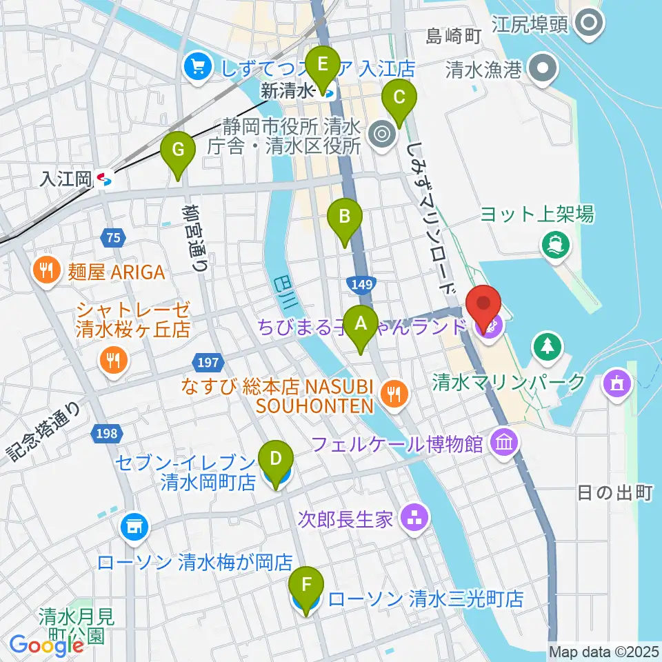 MOVIX清水周辺のコンビニエンスストア一覧地図