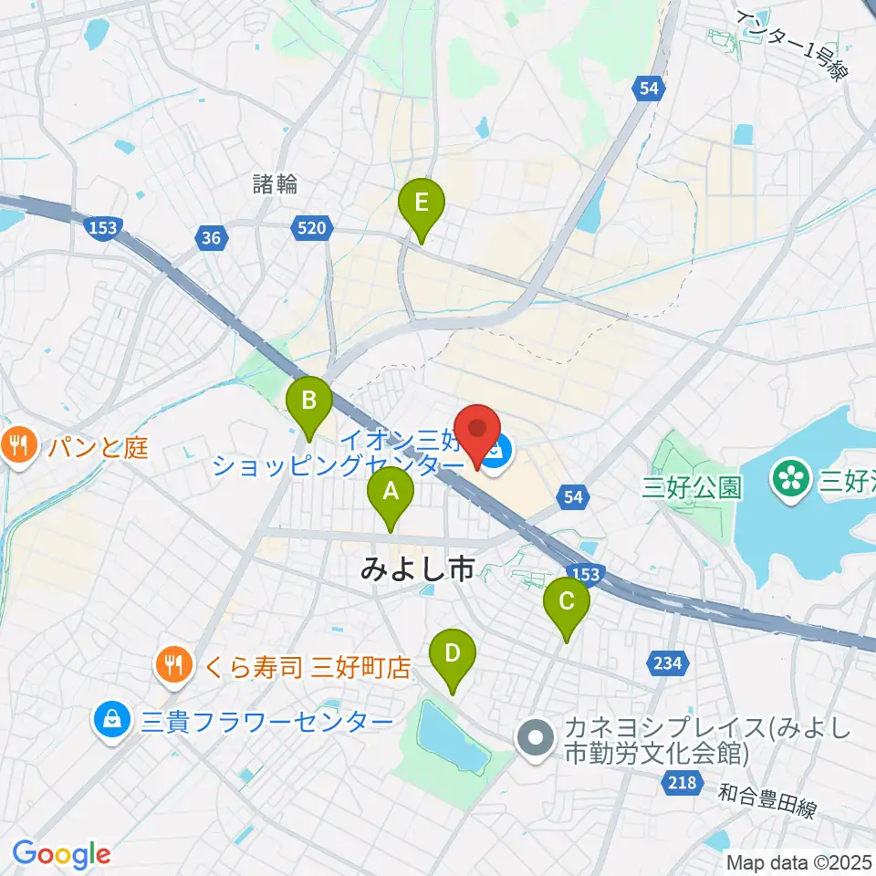 MOVIX三好周辺のコンビニエンスストア一覧地図