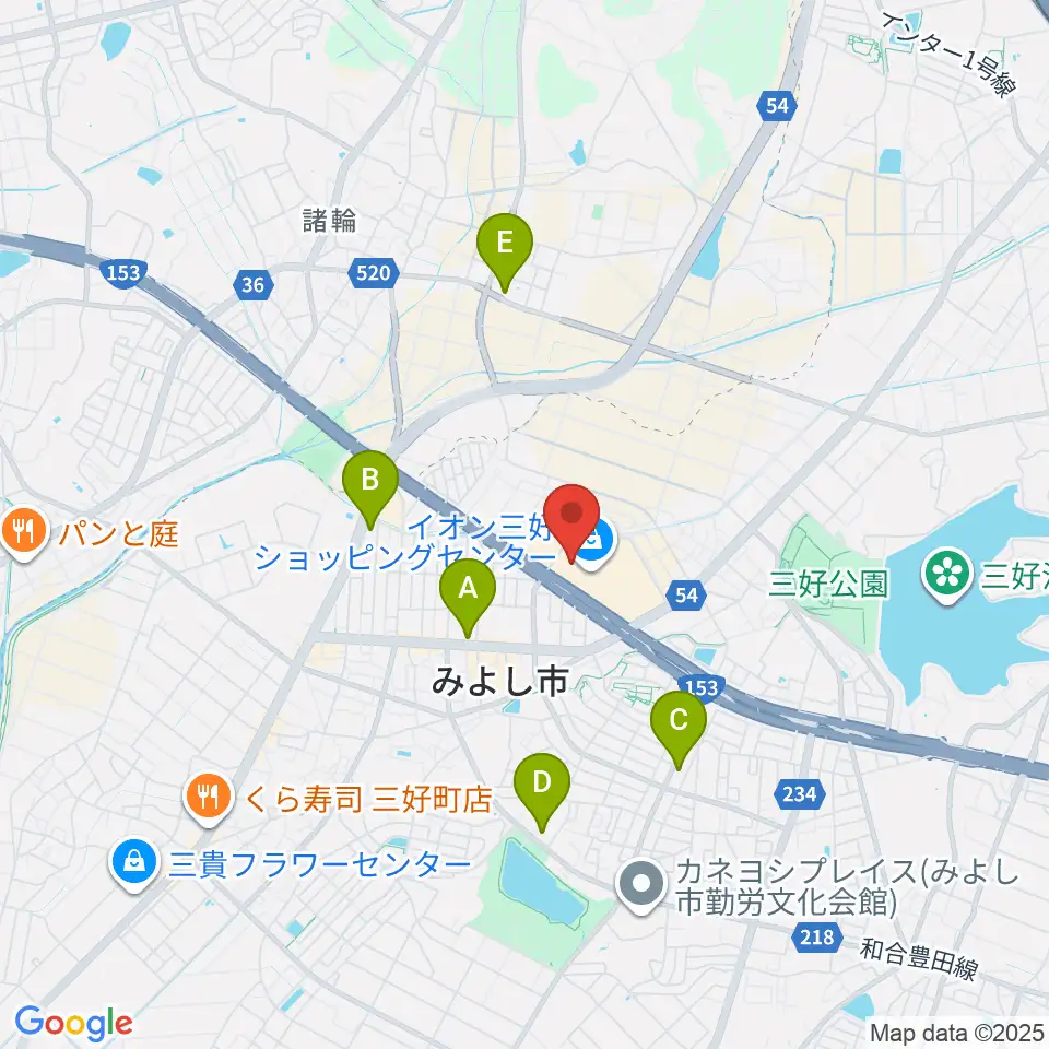 MOVIX三好周辺のコンビニエンスストア一覧地図