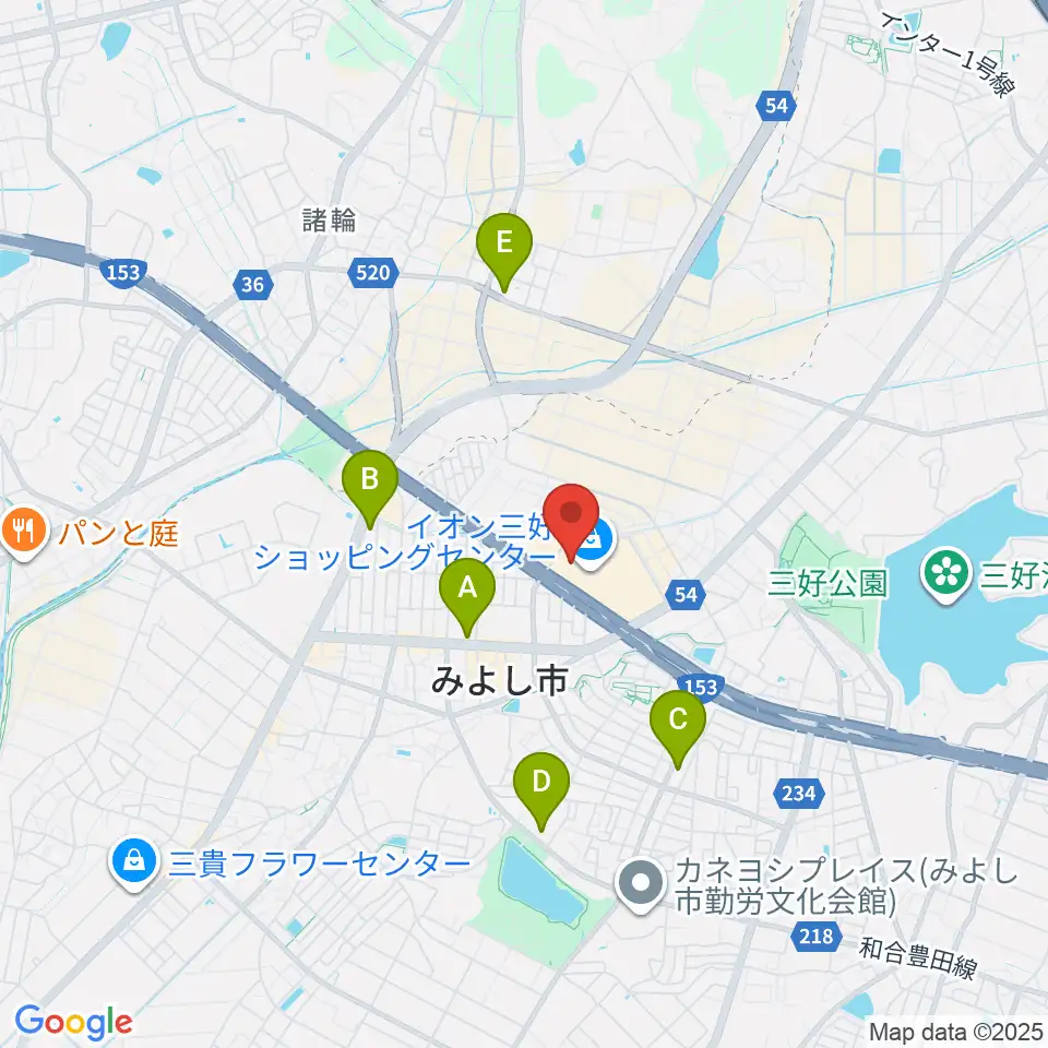 MOVIX三好周辺のコンビニエンスストア一覧地図