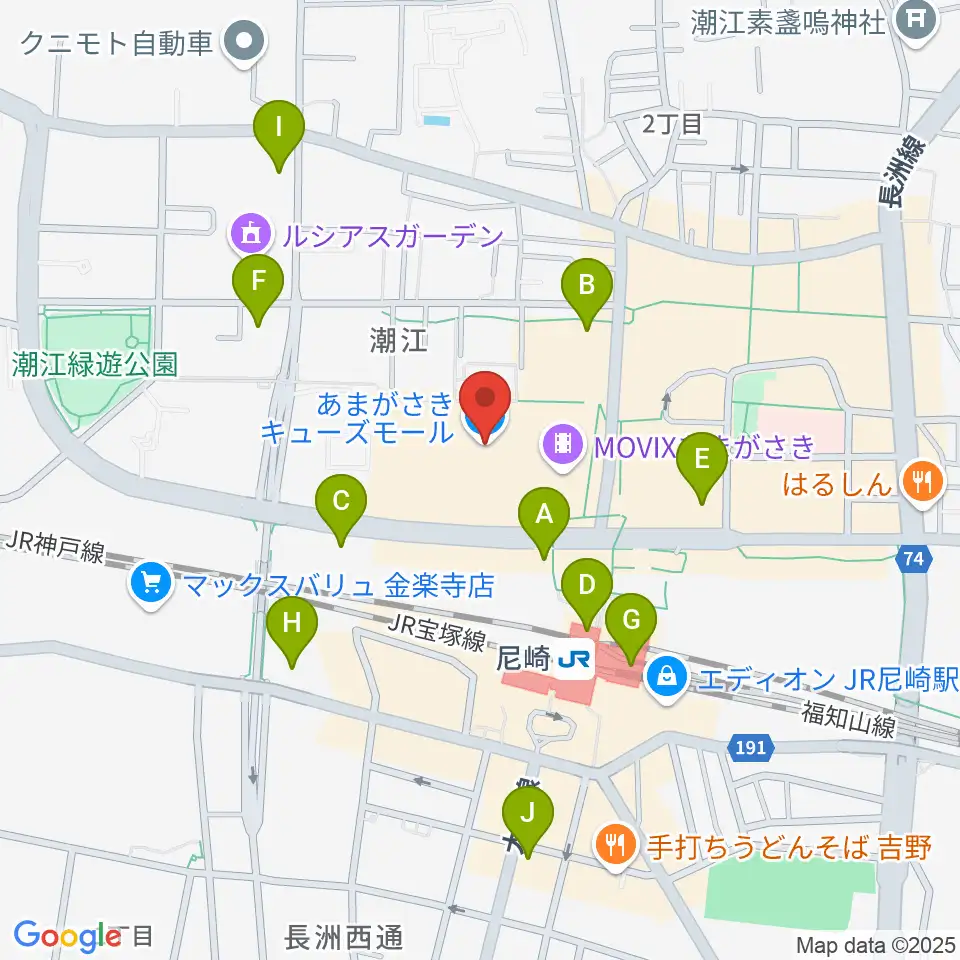 MOVIXあまがさき周辺のコンビニエンスストア一覧地図