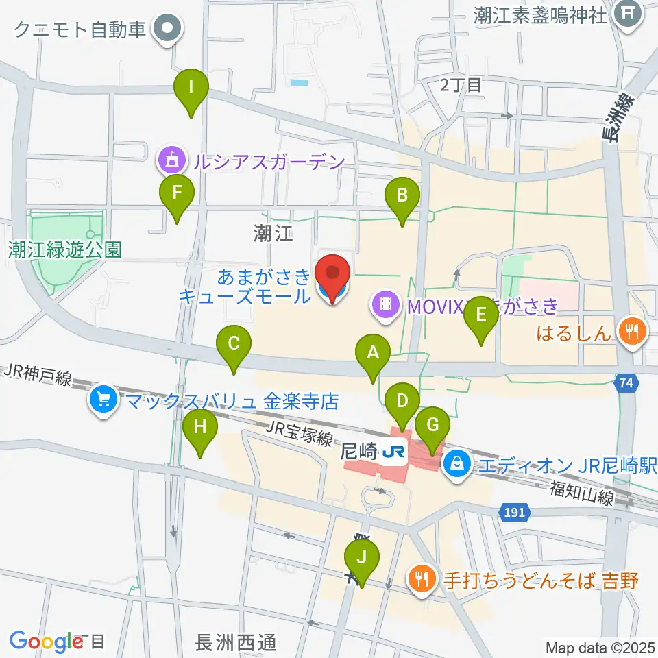 MOVIXあまがさき周辺のコンビニエンスストア一覧地図