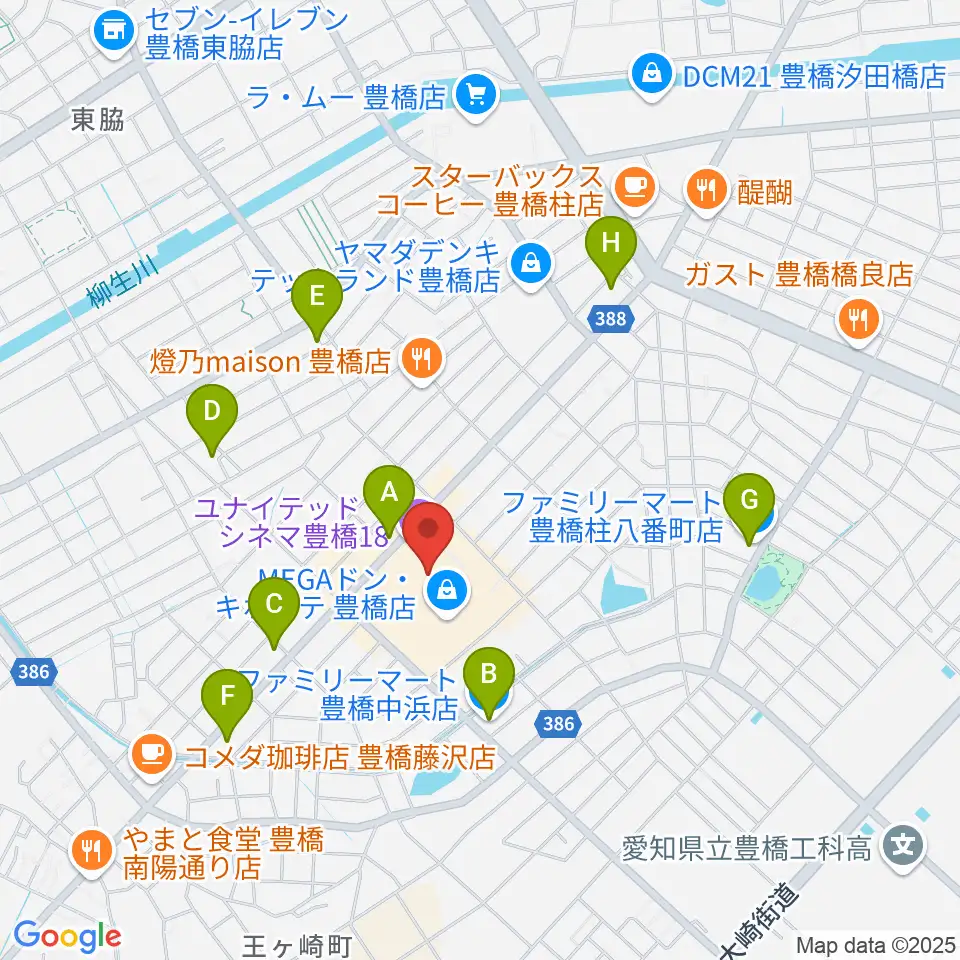 ユナイテッド・シネマ豊橋18周辺のコンビニエンスストア一覧地図