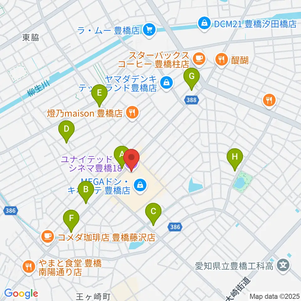ユナイテッド・シネマ豊橋18周辺のコンビニエンスストア一覧地図