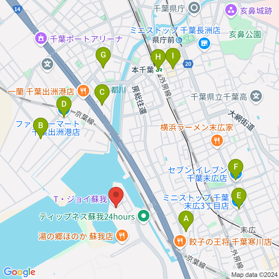 T・ジョイ蘇我周辺のコンビニエンスストア一覧地図