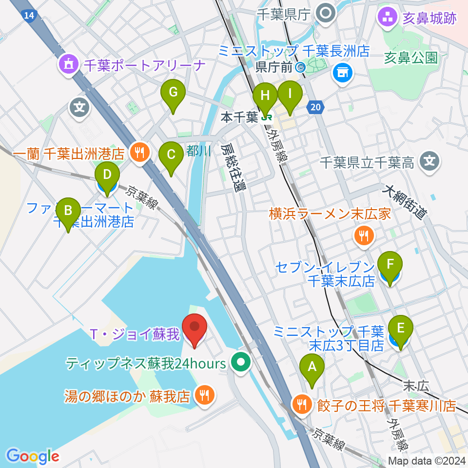 T・ジョイ蘇我周辺のコンビニエンスストア一覧地図