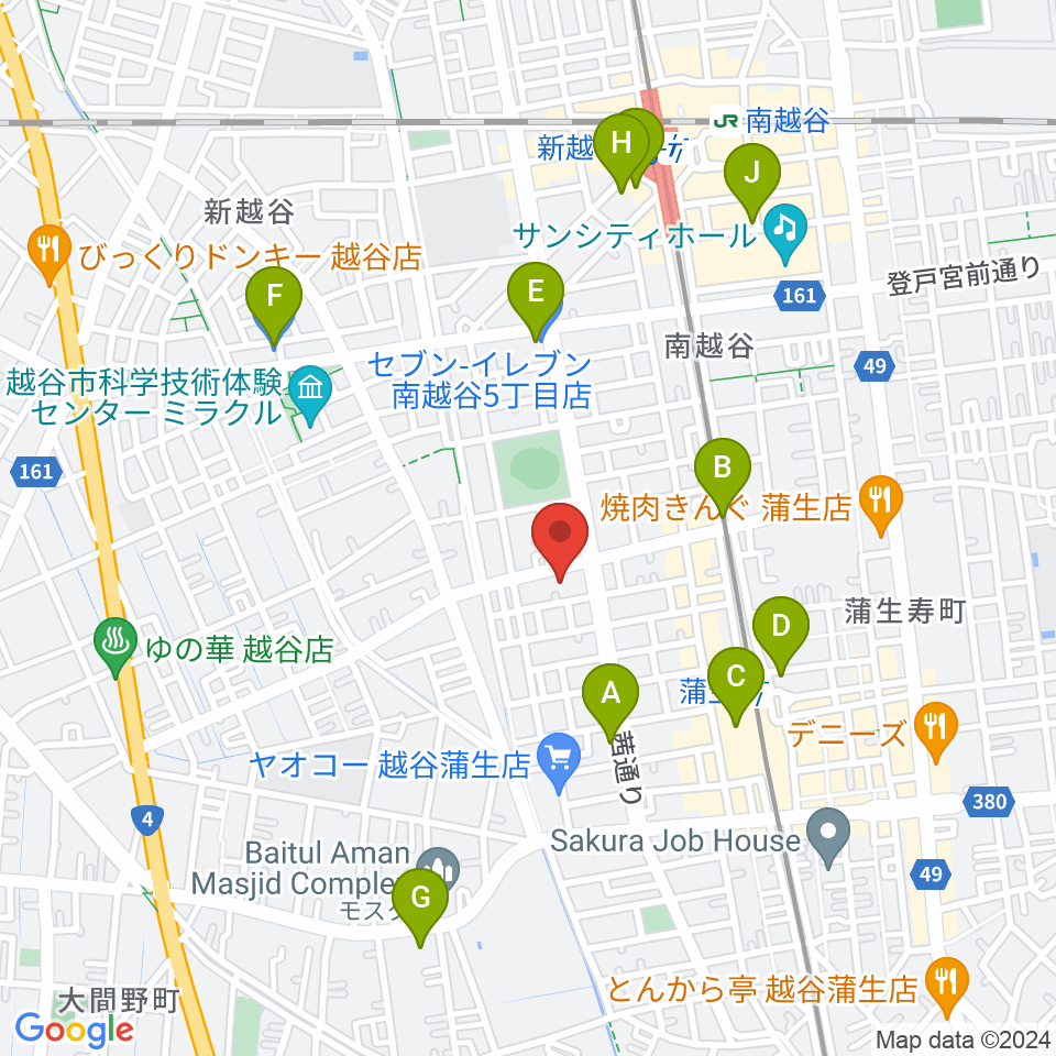 こしがやエフエム周辺のコンビニエンスストア一覧地図