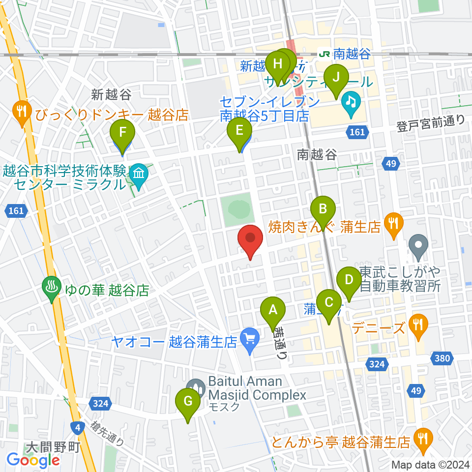 こしがやエフエム周辺のコンビニエンスストア一覧地図