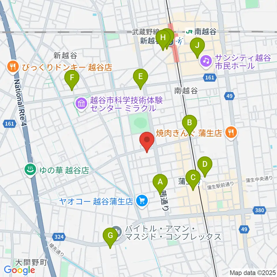 こしがやエフエム周辺のコンビニエンスストア一覧地図