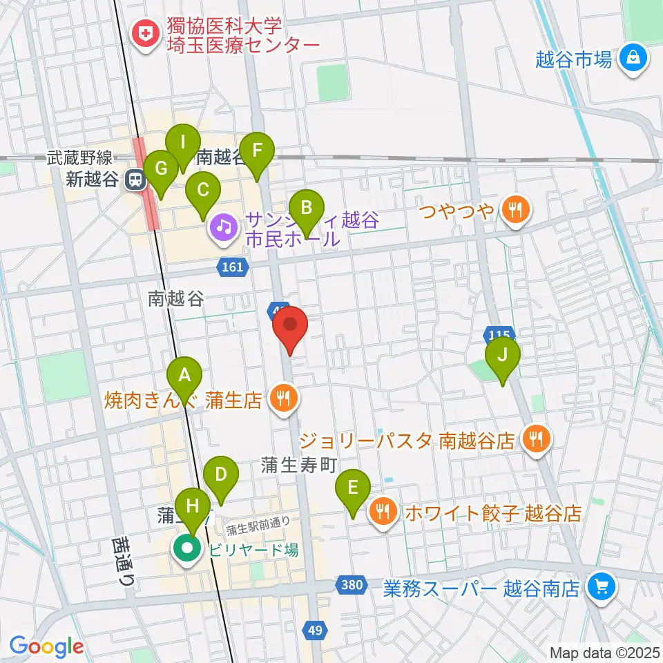 こしがやエフエム周辺のコンビニエンスストア一覧地図