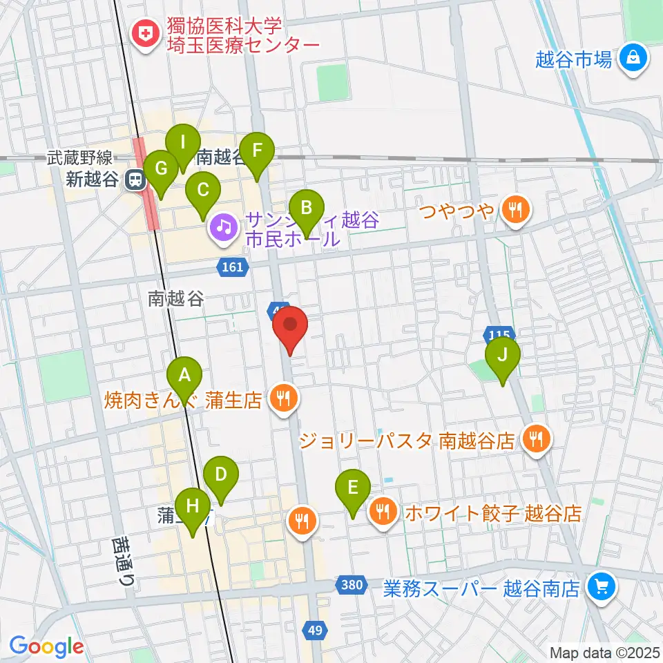 こしがやエフエム周辺のコンビニエンスストア一覧地図