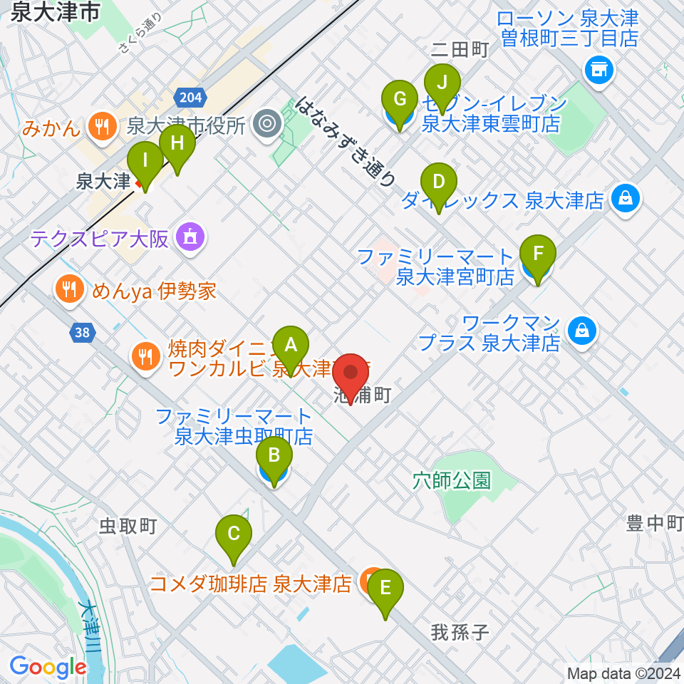 FMいずみおおつ周辺のコンビニエンスストア一覧地図