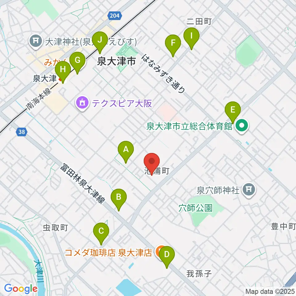 FMいずみおおつ周辺のコンビニエンスストア一覧地図