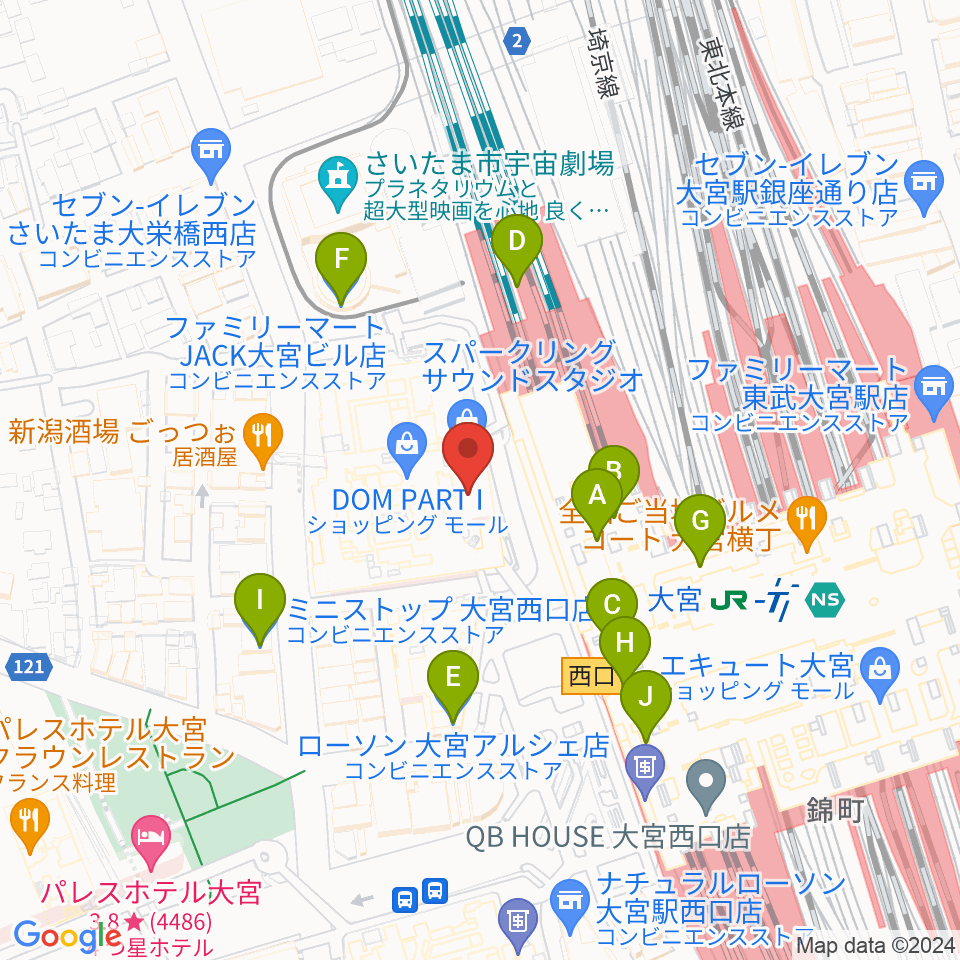 スパークリングスタジオ大宮周辺のコンビニエンスストア一覧地図