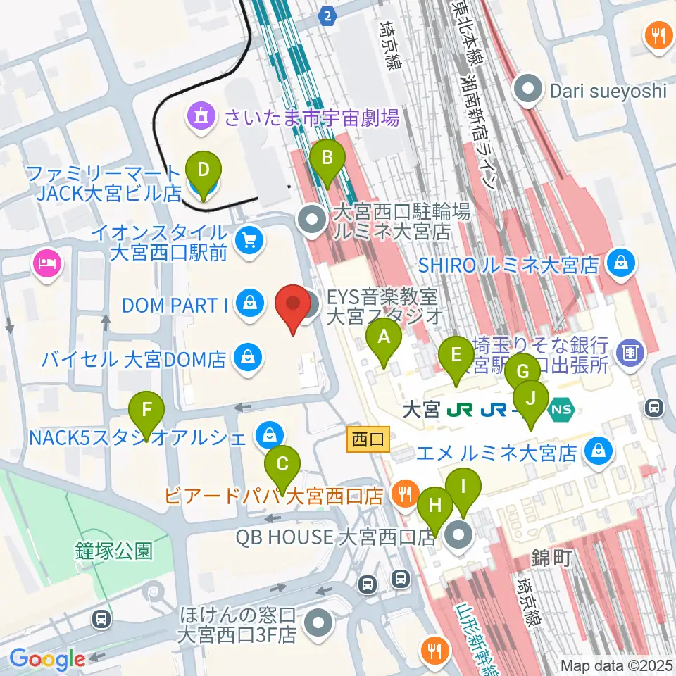 スパークリングスタジオ大宮周辺のコンビニエンスストア一覧地図