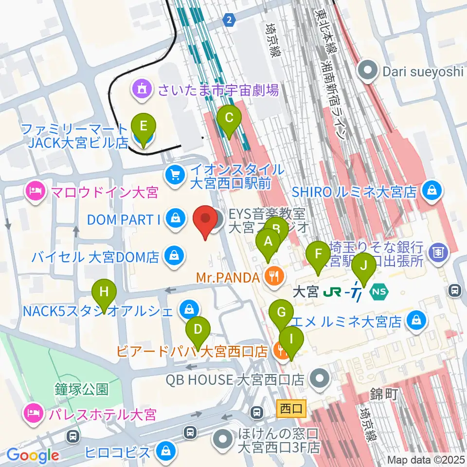 スパークリングスタジオ大宮周辺のコンビニエンスストア一覧地図