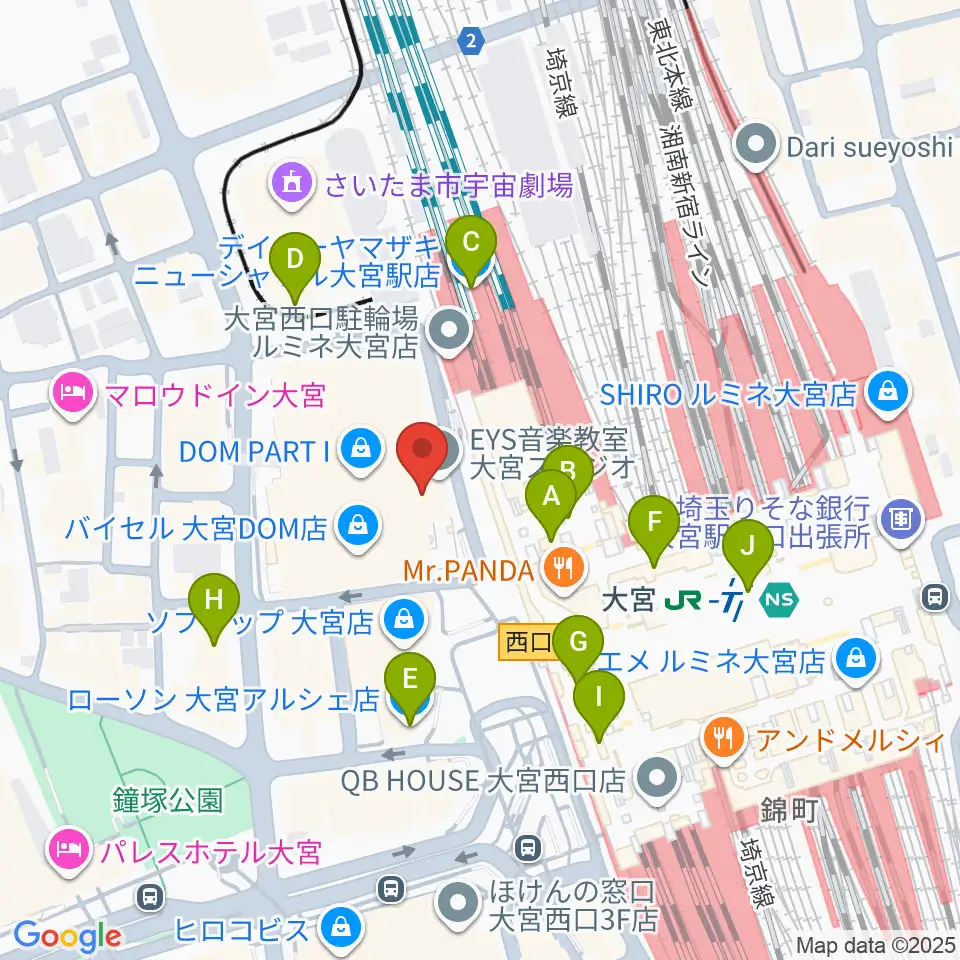 スパークリングスタジオ大宮周辺のコンビニエンスストア一覧地図