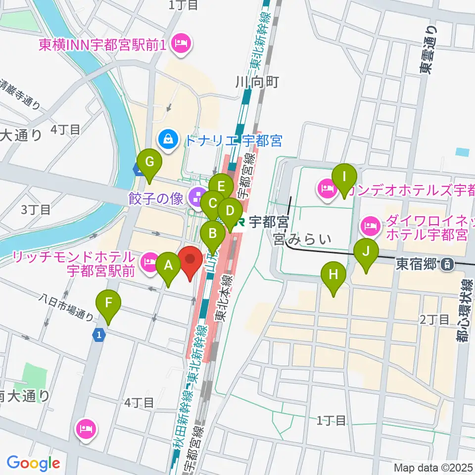 宇都宮STUDIO KENT周辺のコンビニエンスストア一覧地図