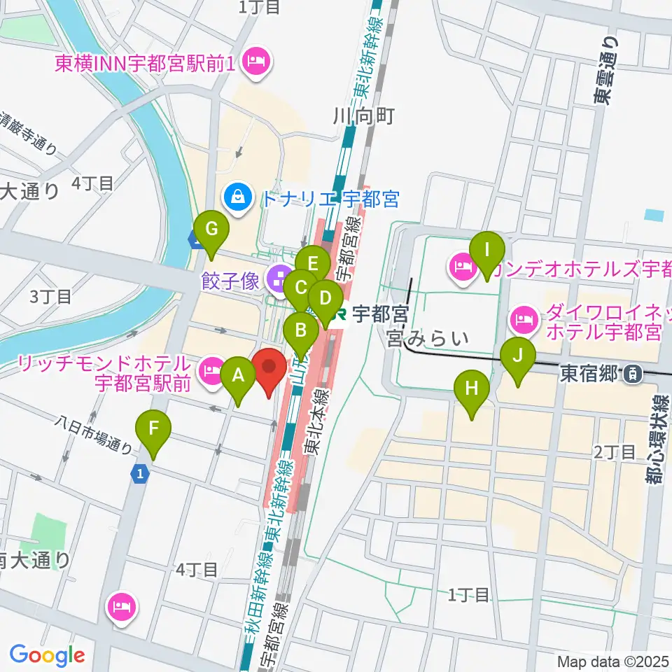 宇都宮STUDIO KENT周辺のコンビニエンスストア一覧地図