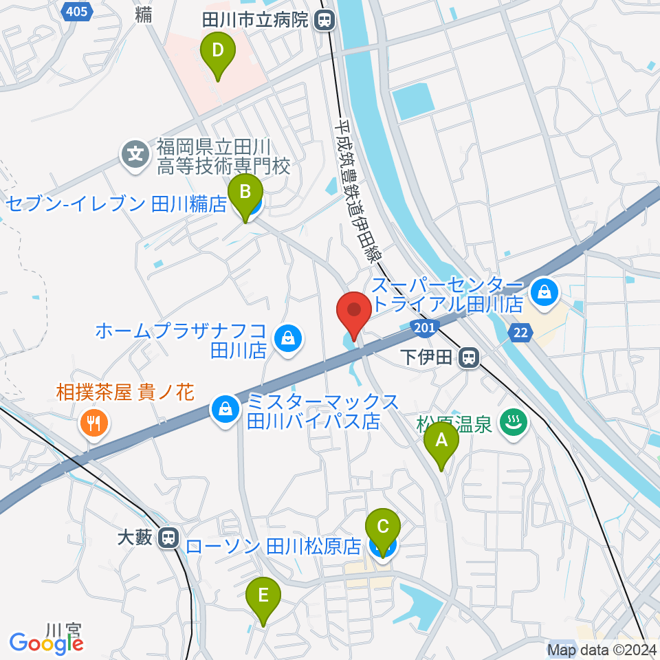 田川LOT周辺のコンビニエンスストア一覧地図