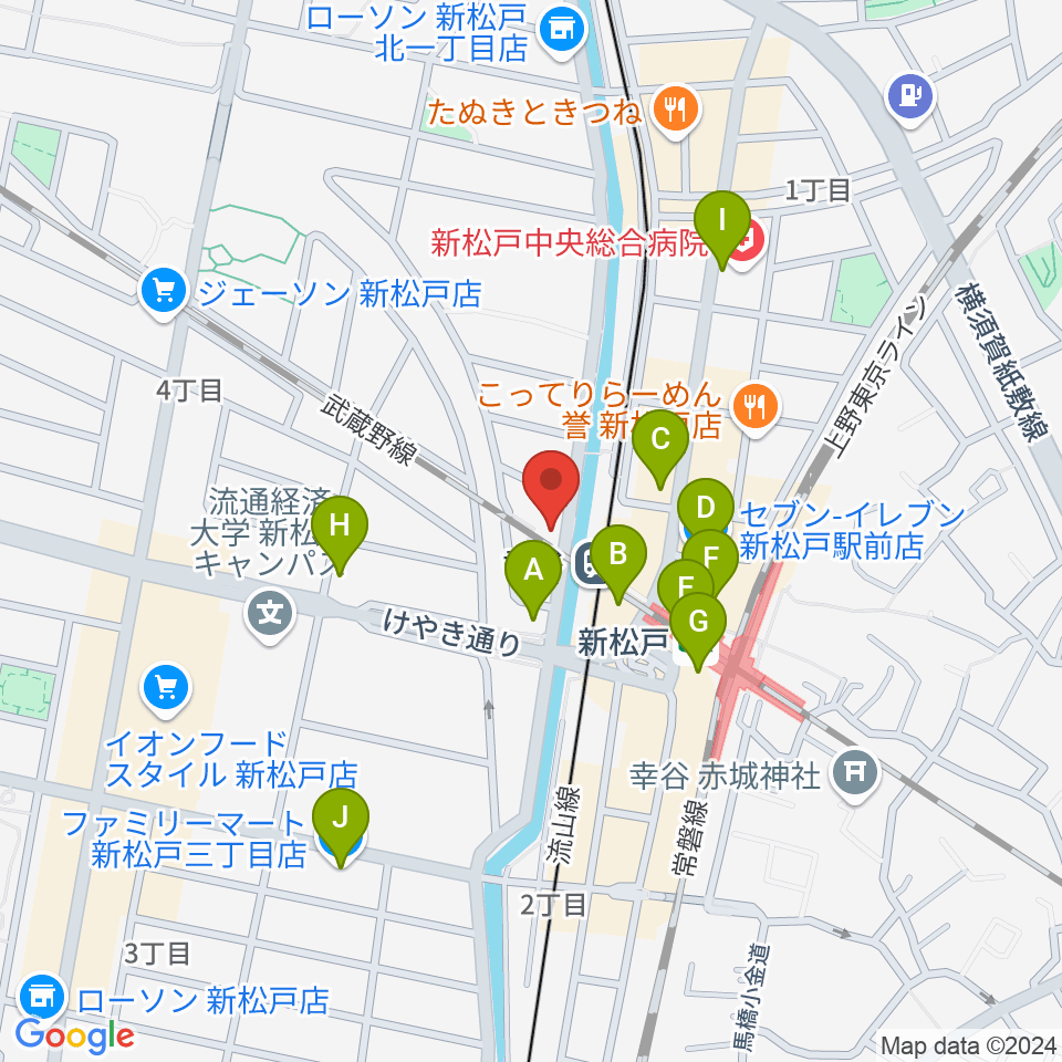 スタジオパックス新松戸店周辺のコンビニエンスストア一覧地図