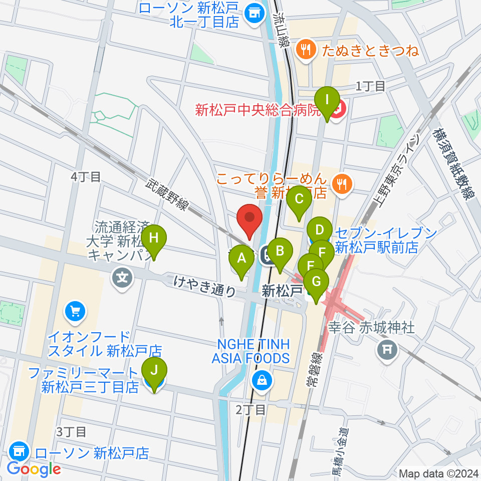 スタジオパックス新松戸店周辺のコンビニエンスストア一覧地図