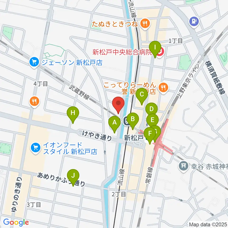 スタジオパックス新松戸店周辺のコンビニエンスストア一覧地図