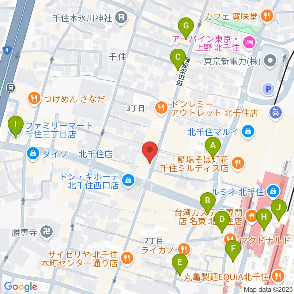 スタジオパックス北千住店周辺のコンビニエンスストア一覧地図