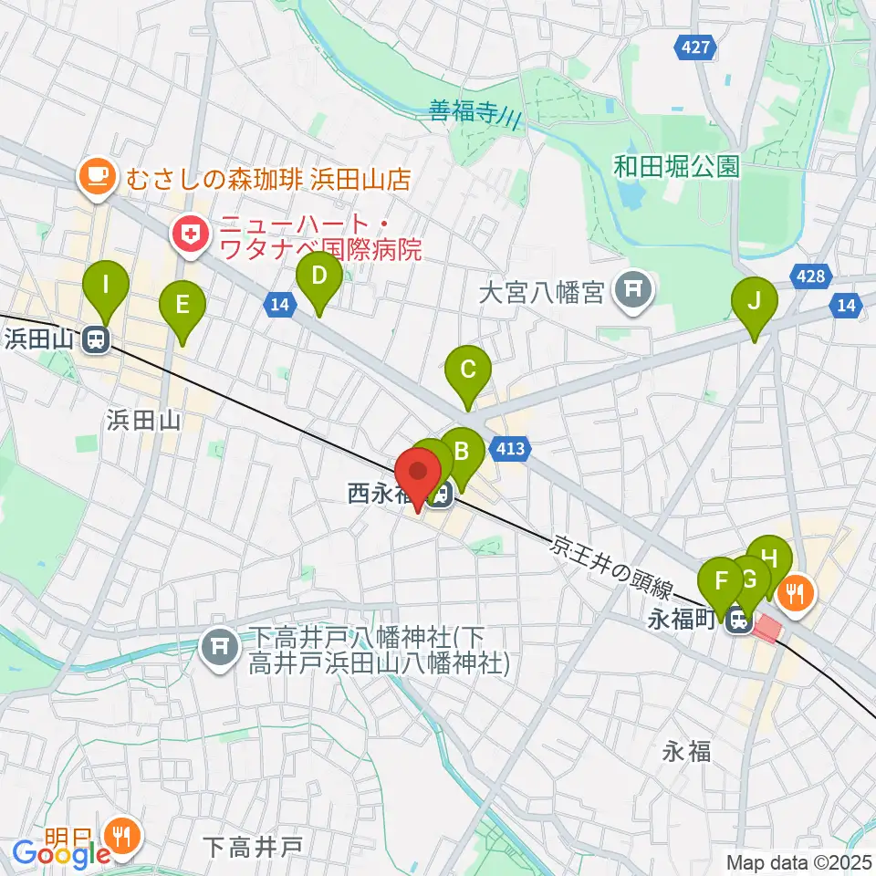 西永福JAM周辺のコンビニエンスストア一覧地図