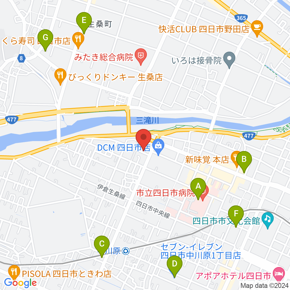 四日市CLUB ROOTS周辺のコンビニエンスストア一覧地図