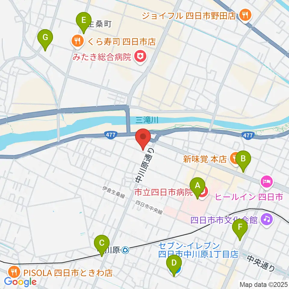 四日市CLUB ROOTS周辺のコンビニエンスストア一覧地図