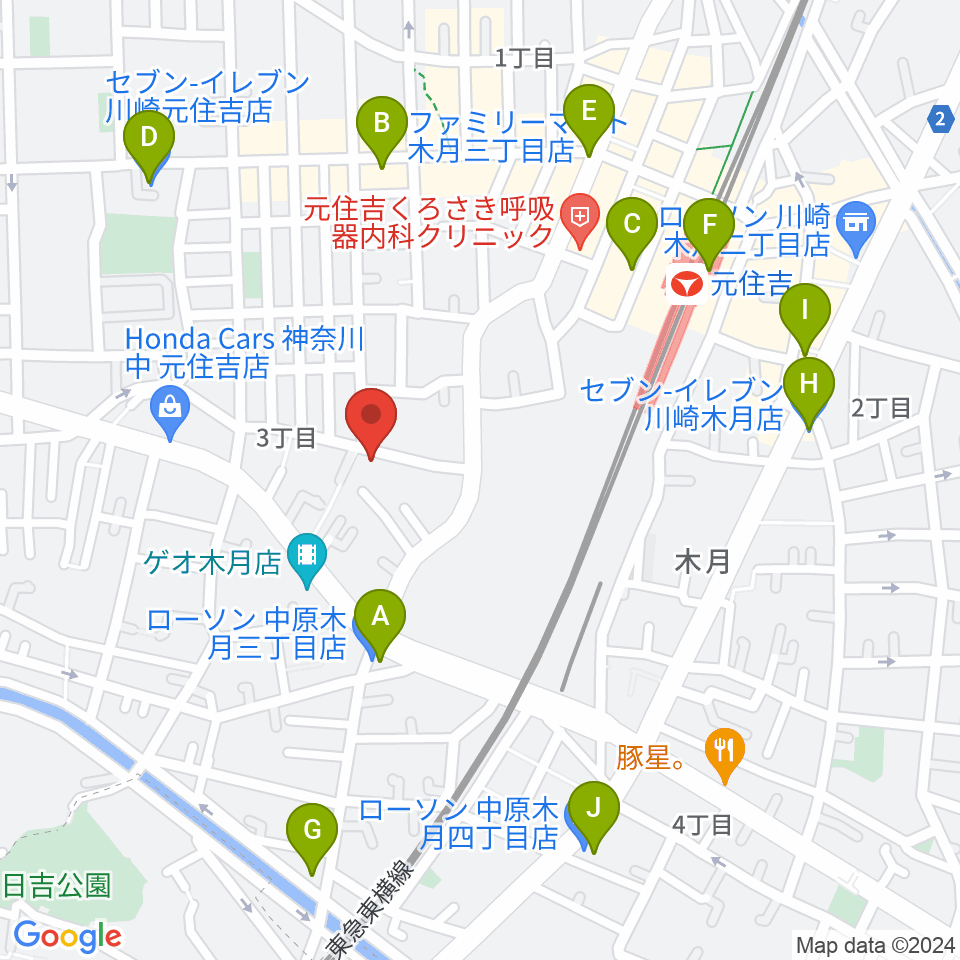 島倉学ミュージックスクール周辺のコンビニエンスストア一覧地図