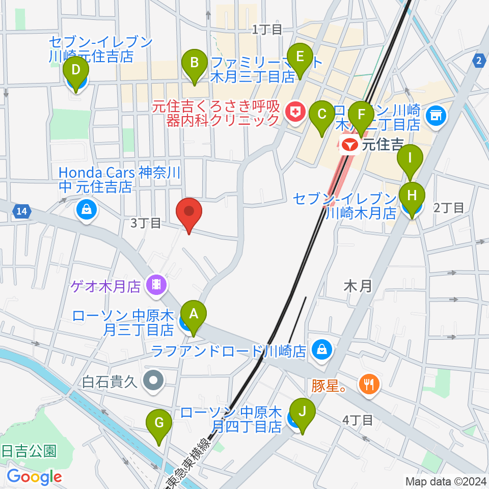 島倉学ミュージックスクール周辺のコンビニエンスストア一覧地図