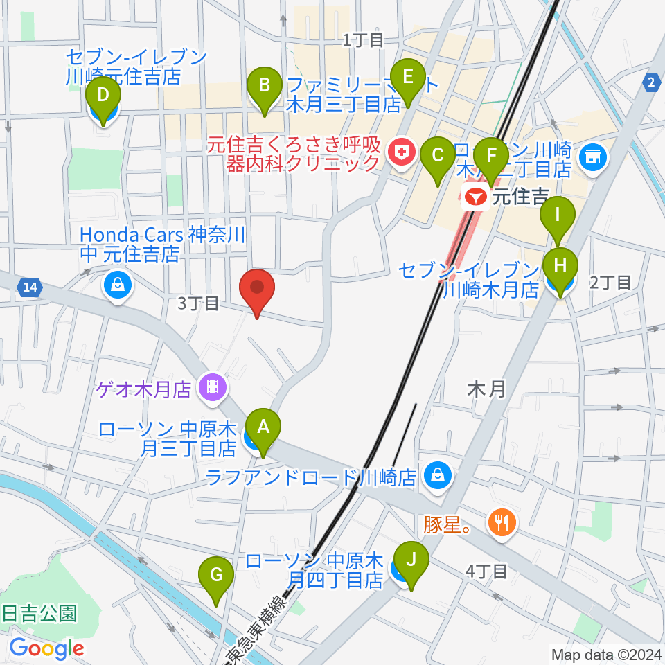 島倉学ミュージックスクール周辺のコンビニエンスストア一覧地図