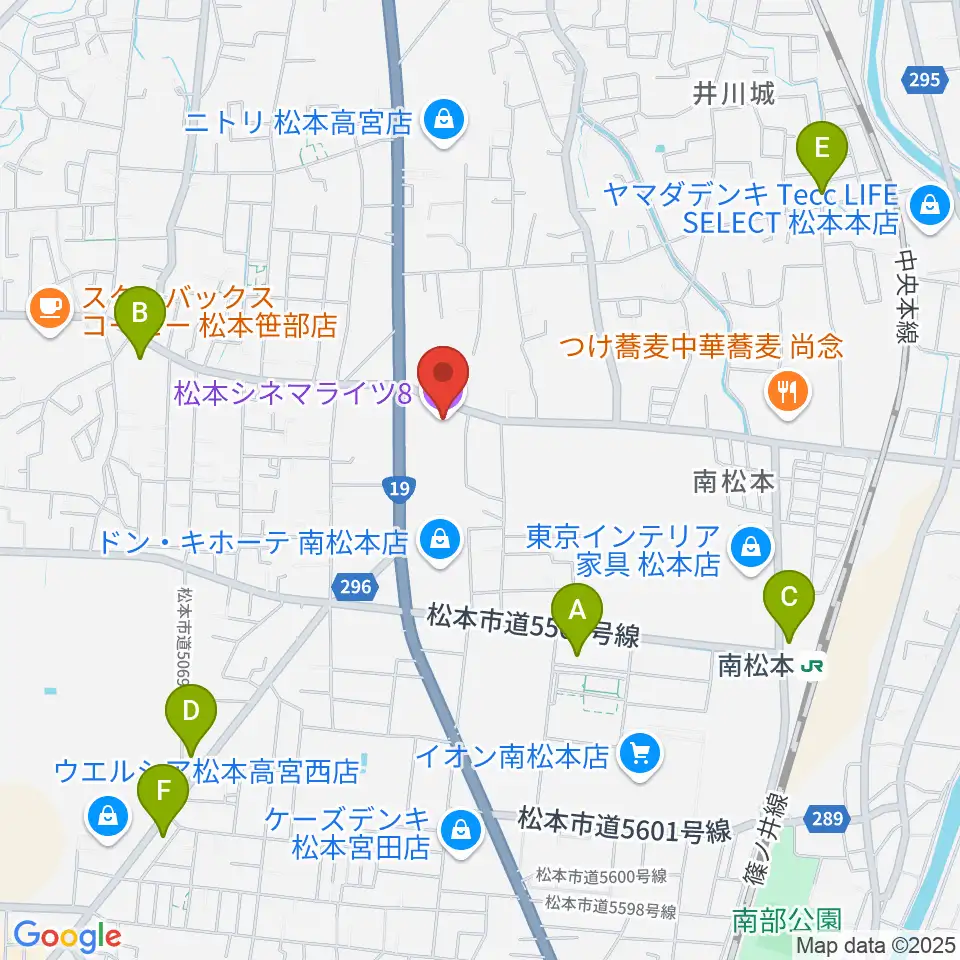 松本シネマライツ8周辺のコンビニエンスストア一覧地図