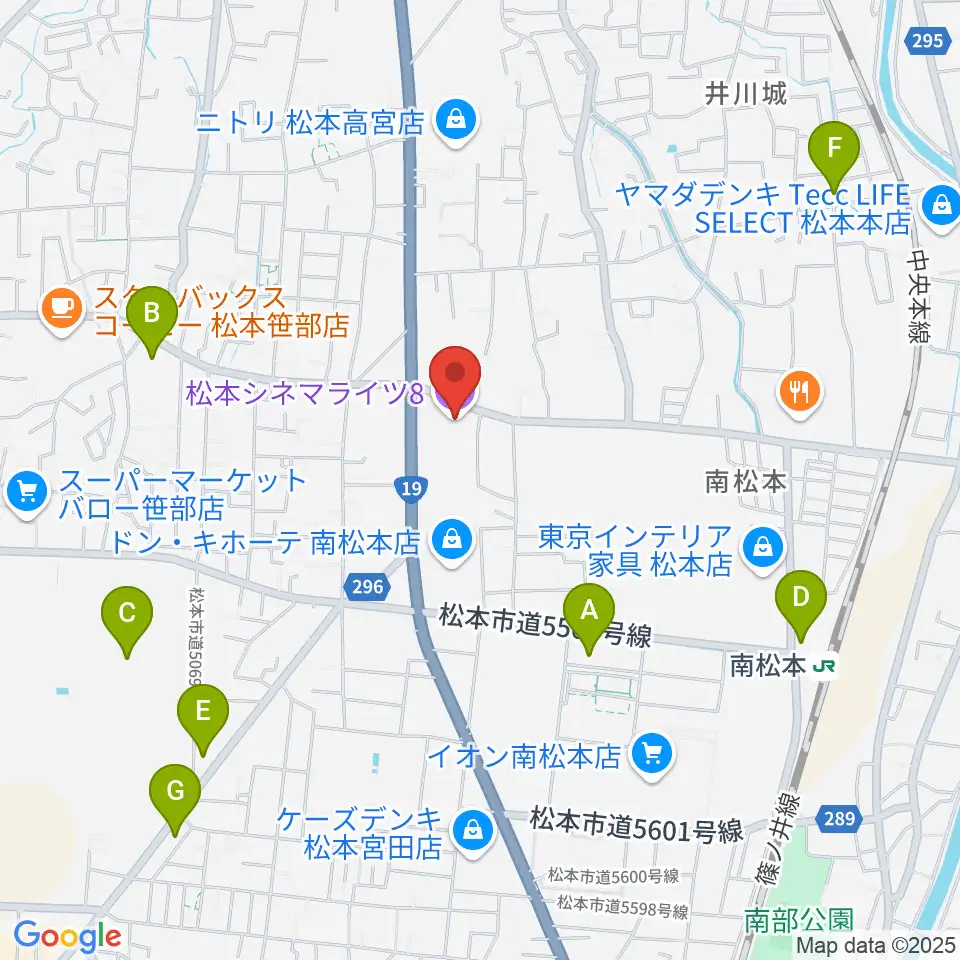 松本シネマライツ8周辺のコンビニエンスストア一覧地図