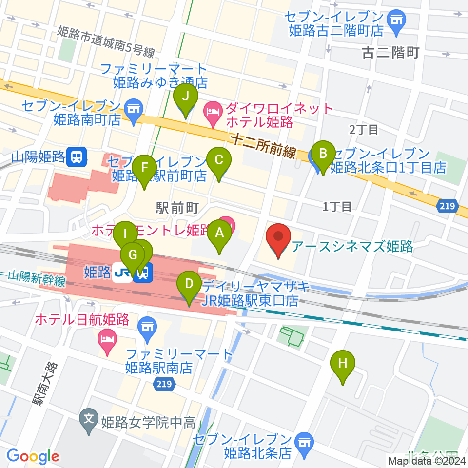 アースシネマズ姫路周辺のコンビニエンスストア一覧地図