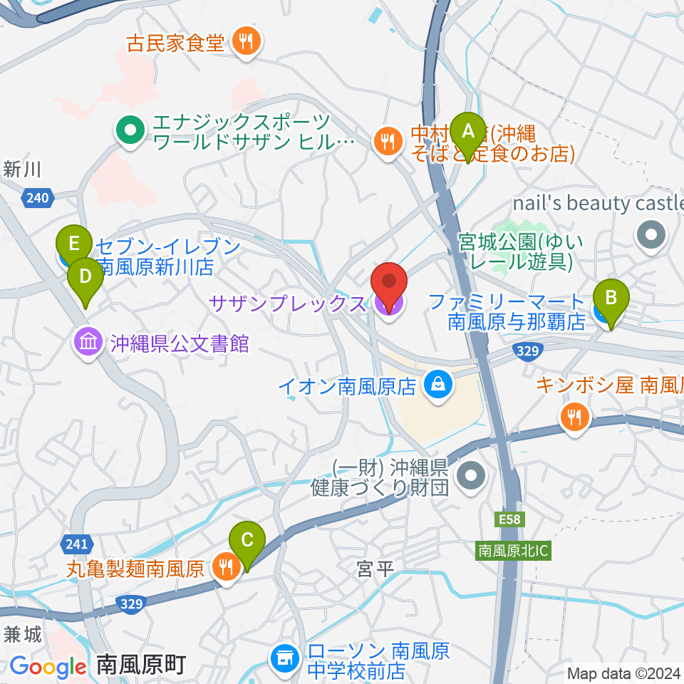 サザンプレックス周辺のコンビニエンスストア一覧地図