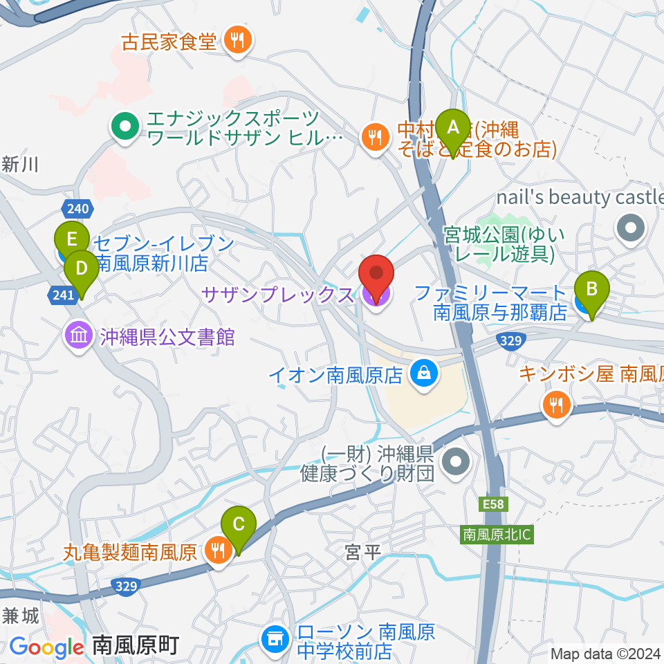 サザンプレックス周辺のコンビニエンスストア一覧地図