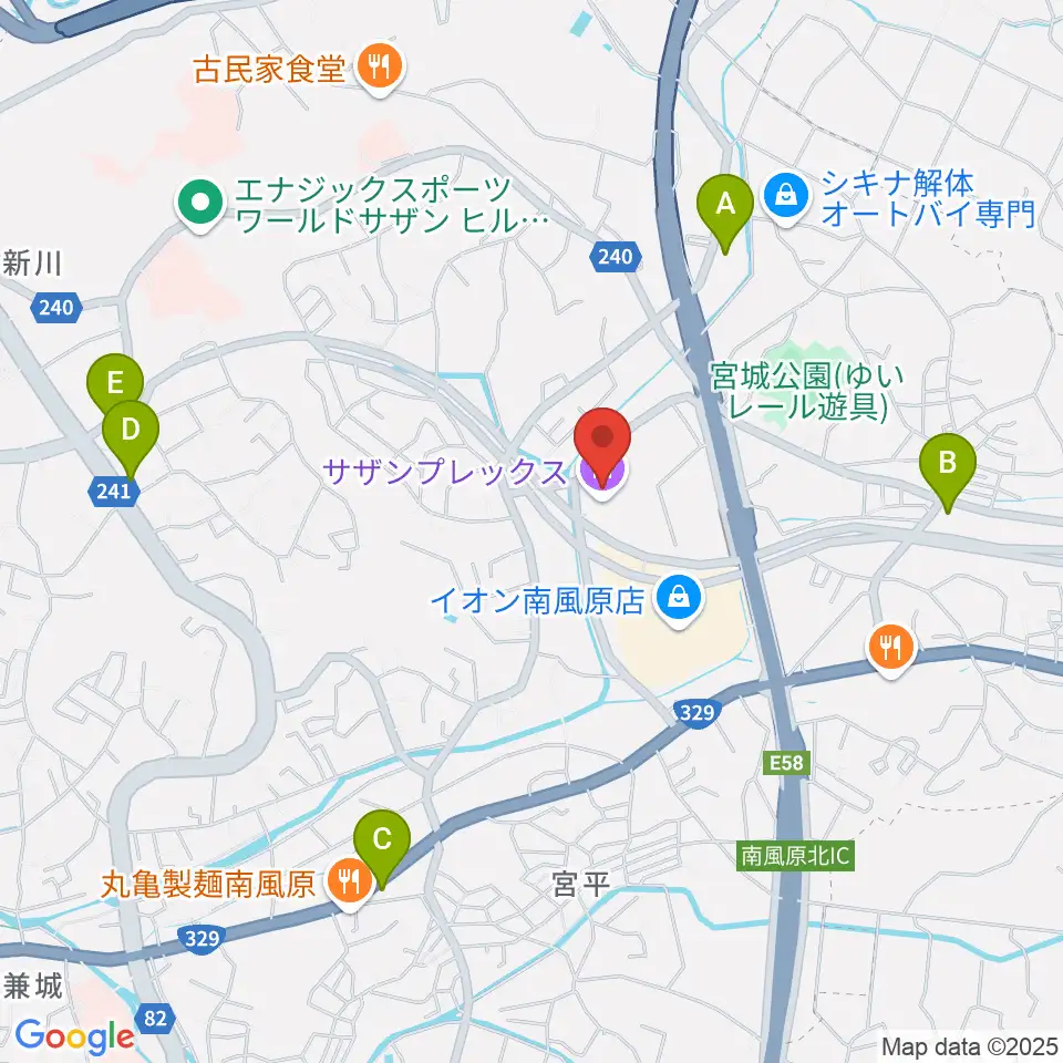 サザンプレックス周辺のコンビニエンスストア一覧地図