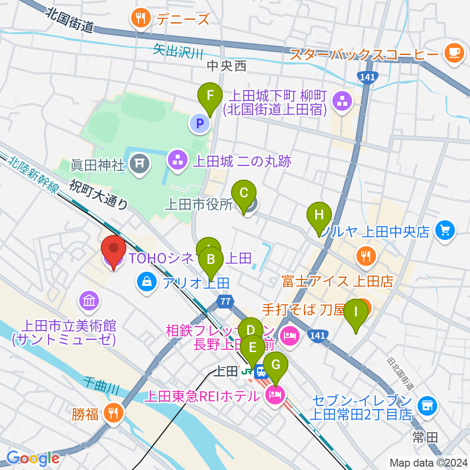 TOHOシネマズ上田周辺のコンビニエンスストア一覧地図