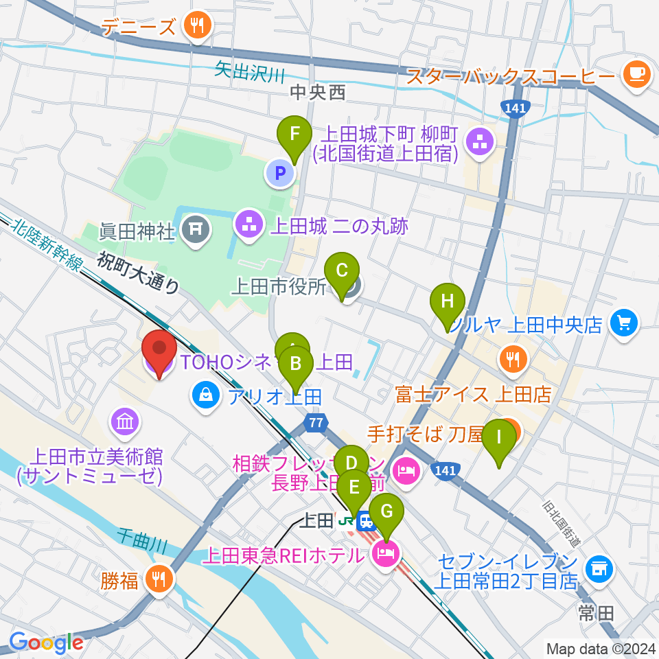 TOHOシネマズ上田周辺のコンビニエンスストア一覧地図